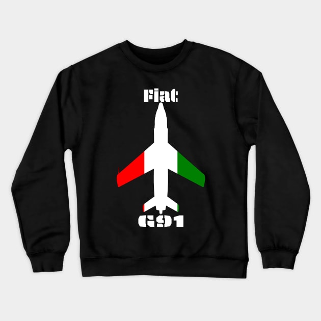 Fiat G.91 (Italy) Crewneck Sweatshirt by BearCaveDesigns